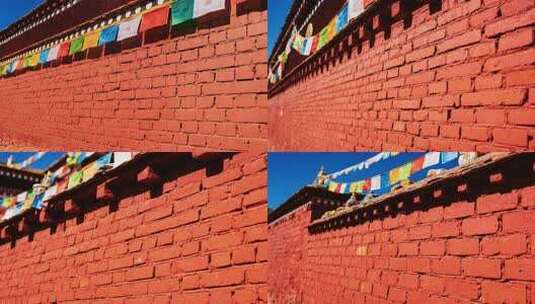 藏式红砖墙与经幡素材高清在线视频素材下载