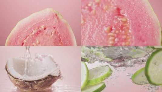 切开的红心番石榴溅水画面高清慢动作高清在线视频素材下载