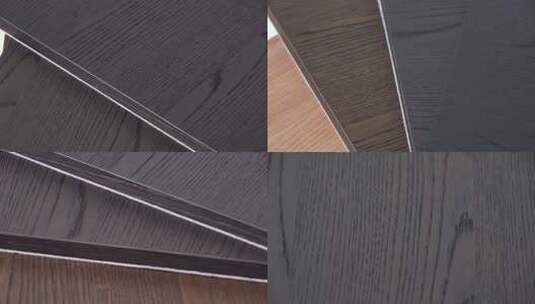 4K实拍黑棕木板木材交错排列展示高清在线视频素材下载