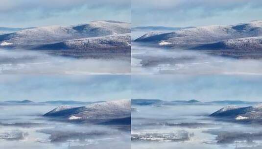 航拍冬季雾中林海雾凇视频251202-10高清在线视频素材下载