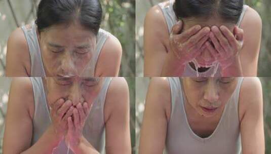 女子洗脸清洁护肤升格高清在线视频素材下载