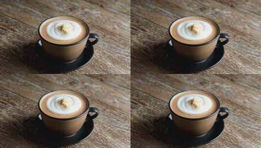 木质桌面上的一杯咖啡高清在线视频素材下载
