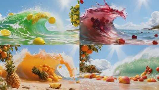 夏日饮品奶茶 果肉 果粒水果高清在线视频素材下载