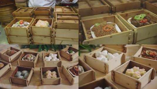 竹制蒸笼中的特色小吃高清在线视频素材下载