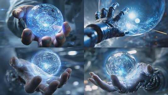 掌控能量球的未来科技 人机交互的科幻世界高清在线视频素材下载