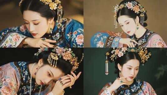 古装女子低头手部特写高清在线视频素材下载