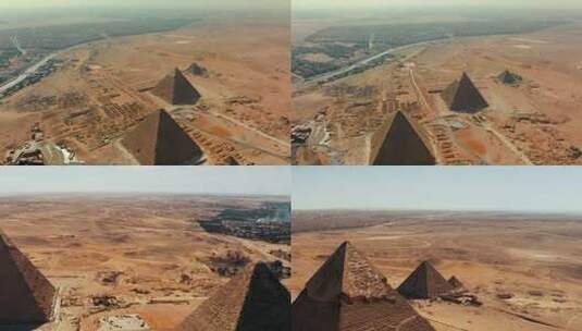 航拍埃及金字塔沙漠景观高清在线视频素材下载