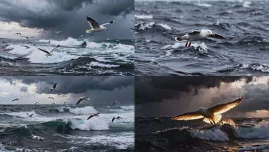 海鸥风暴中展翅飞翔 企业片头 大展宏图高清在线视频素材下载