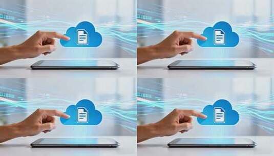 手指点击云服务图标画面高清在线视频素材下载