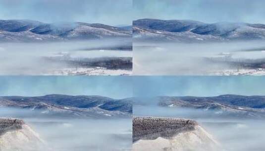 航拍冬季雾中林海雾凇视频251202-11高清在线视频素材下载