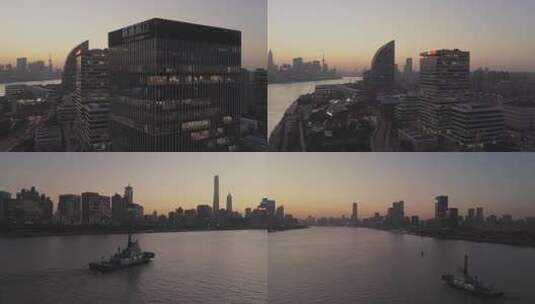 孤独的拖轮行驶在黄浦江上高清在线视频素材下载