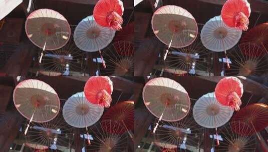 传统油纸伞成品展示高清在线视频素材下载