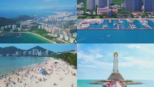 海南三亚自贸港城市航拍延时宣传片合集高清在线视频素材下载