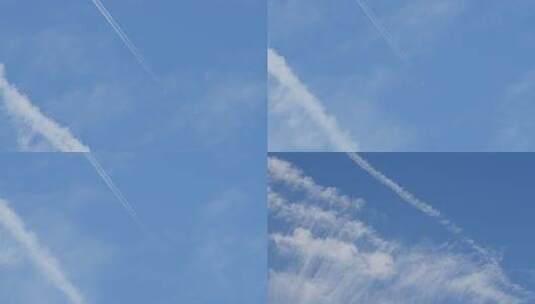 民航飞机航迹云 航班尾迹云02【套组】高清在线视频素材下载