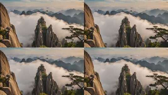 黄山云海壮美全景高清在线视频素材下载