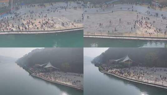 四川攀枝花市银江沙滩银江湖公园航拍合集高清在线视频素材下载