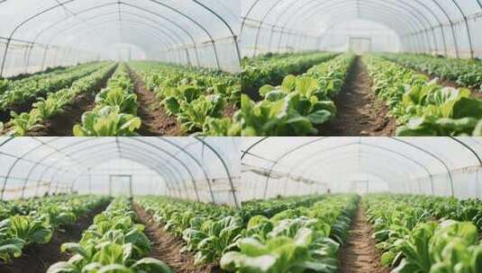 温室大棚内蔬菜种植场景高清在线视频素材下载