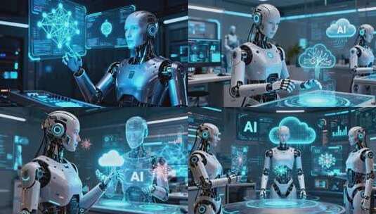 AI人工智能 大数据操模型 未来机器人高清在线视频素材下载