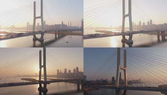 八一大桥城市风光俯瞰高清在线视频素材下载