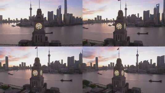 上海日出 上海海关大楼 万国建筑 上海高清在线视频素材下载