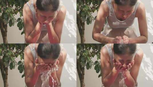 女子洗脸清洁护肤升格高清在线视频素材下载