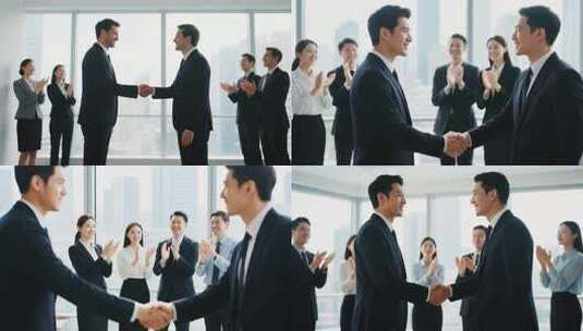 商务人士握手合作场景高清在线视频素材下载