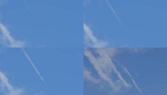 民航飞机航迹云 航班尾迹云01【套组】高清在线视频素材下载