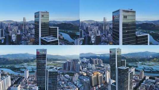 航拍深圳中信国际大厦、中信城开城市风光高清在线视频素材下载