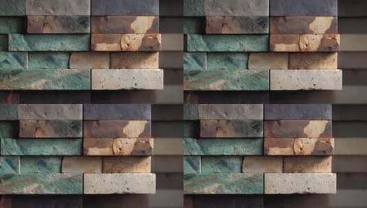 复古砖墙堆叠纹理特写展示建筑材料之美高清在线视频素材下载