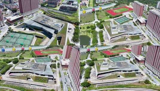 珠海中山大学大学校园建筑及操场航拍高清在线视频素材下载