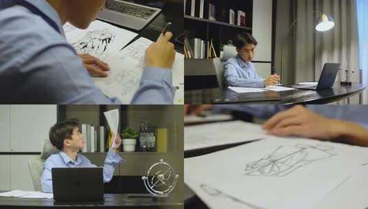 男子劳累辛苦加班熬夜高清在线视频素材下载