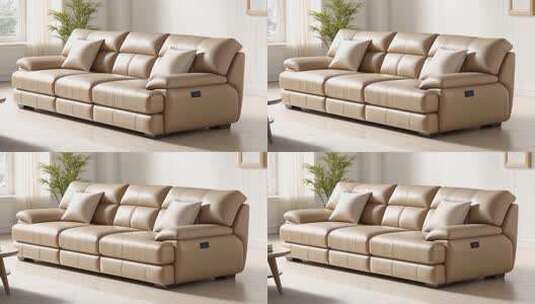 米色皮质沙发室内展示高清在线视频素材下载