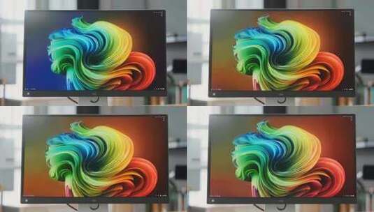 室内显示器展示多彩画面高清在线视频素材下载