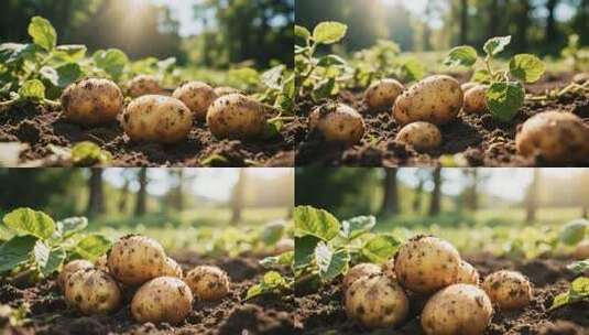 田地里新鲜出土的马铃薯高清在线视频素材下载