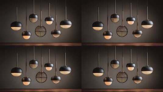 简约时尚吊灯创意组合灯具设计展示高清在线视频素材下载