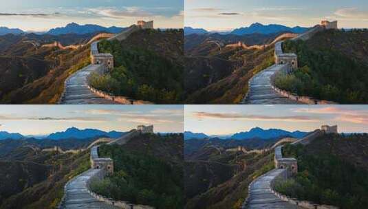 中国河北省承德市滦平县金山岭长城的秋季高清在线视频素材下载