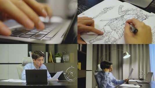 上班族加班工作繁忙熬夜奋斗加班高清在线视频素材下载