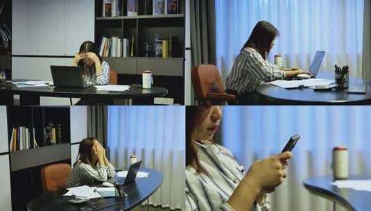 女人创业难 加班熬夜工作高清在线视频素材下载