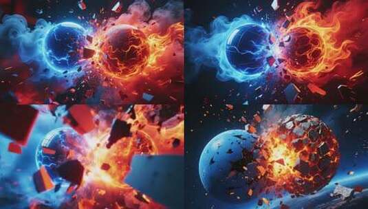 红蓝能量球碰撞特效素材高清在线视频素材下载