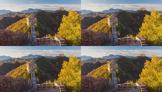 中国河北省承德市滦平县金山岭长城的秋季高清在线视频素材下载