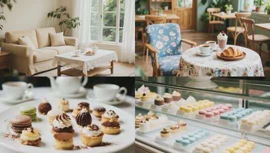 精致甜点与温馨咖啡馆场景展示高清在线视频素材下载