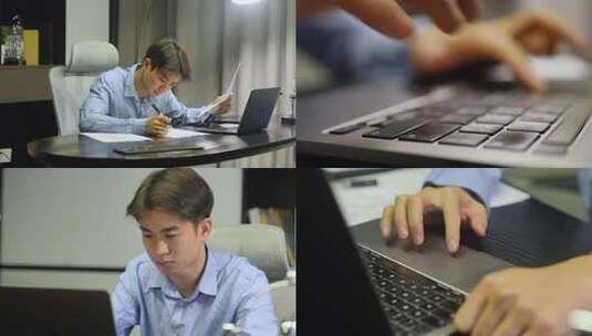 设计师夜晚加班出方案高清在线视频素材下载