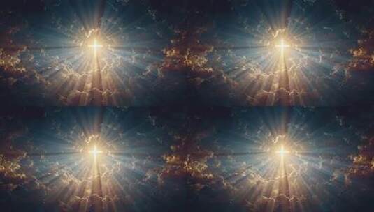 十字架在空中穿透云层景象高清在线视频素材下载