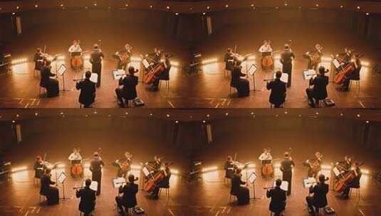 室内弦乐演奏者演奏场景高清在线视频素材下载