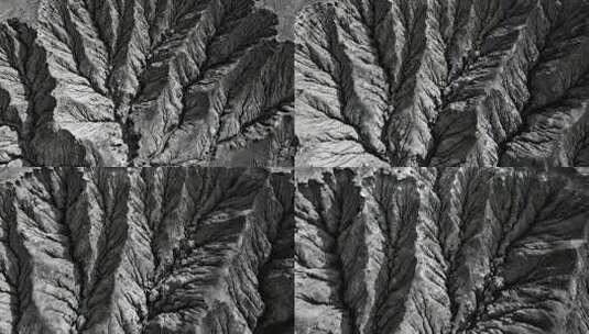 震撼黑白航拍崎岖山脉地质纹理抽象视频高清在线视频素材下载