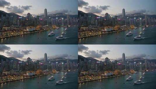 香港维多利亚港城市建筑景观高清在线视频素材下载