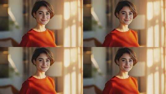 自信微笑的年轻女性形象适用于商业宣传广告高清在线视频素材下载