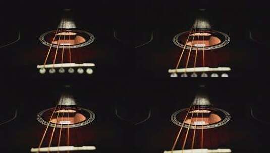 特写吉他琴弦与琴身高清在线视频素材下载