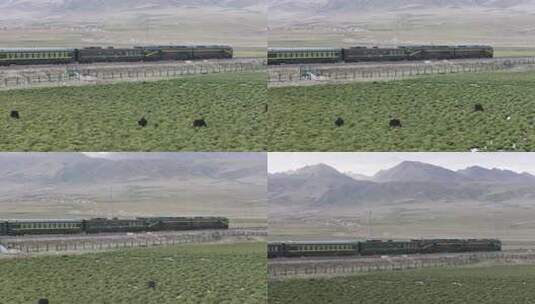 青藏铁路火车行驶自然风光高清在线视频素材下载