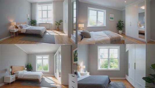 现代简约风格卧室室内场景高清在线视频素材下载